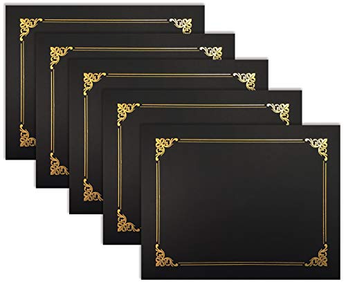 Black Certificate Holders with Gold Foil Border, 25 Pack