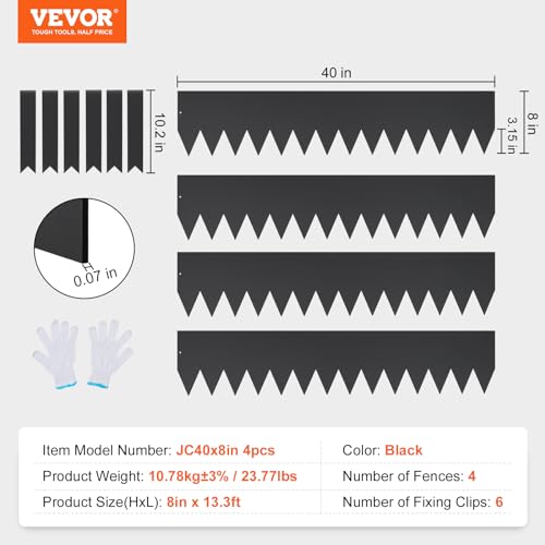 VEVOR Steel Landscape Edging Border, 4-Pack 40"x8