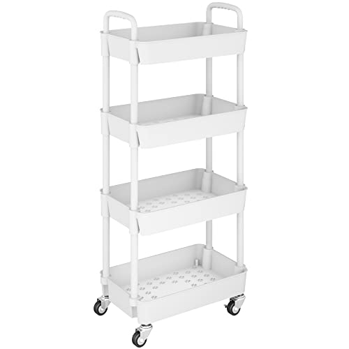 UDEAR 4-Tier Rolling Utility Cart in White