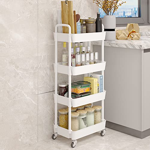 UDEAR 4-Tier Rolling Utility Cart in White