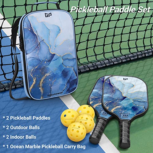 GIGAPOWER USAPA Approved Pickleball Paddles Set - Ocean Marble