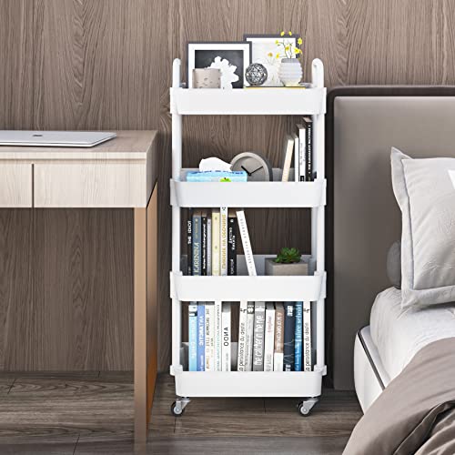 UDEAR 4-Tier Rolling Utility Cart in White