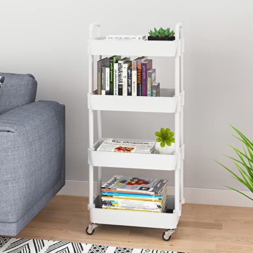 UDEAR 4-Tier Rolling Utility Cart in White