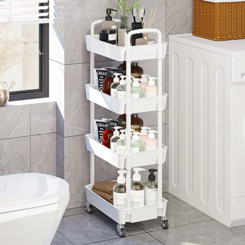 UDEAR 4-Tier Rolling Utility Cart in White