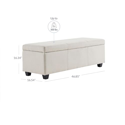 BELLEZE VIP 48" Ottoman Bench Rectangular Storage, Linen