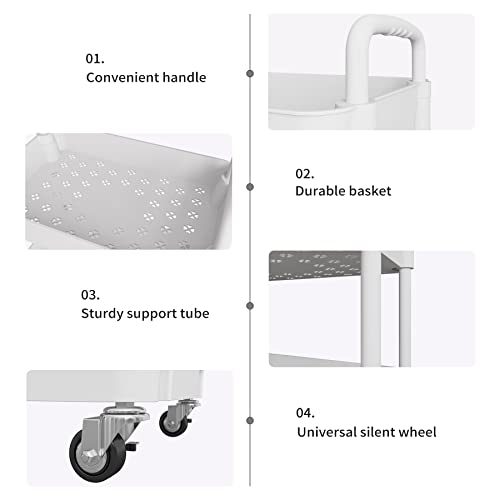 UDEAR 4-Tier Rolling Utility Cart in White