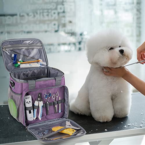 BABEYER Dog Grooming Organizer Tote Bag, Purple