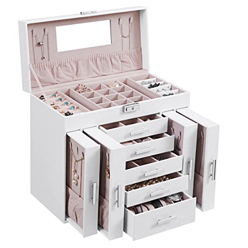 Large Jewelry Organizer Box with Lock and Mirror