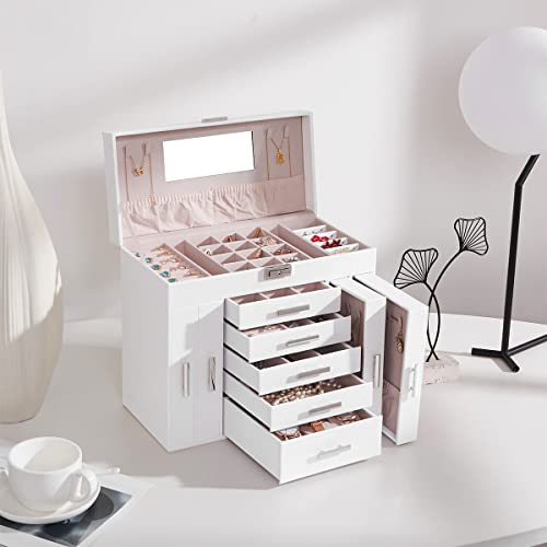 Large Jewelry Organizer Box with Lock and Mirror