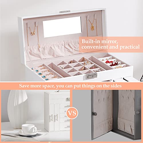 Large Jewelry Organizer Box with Lock and Mirror