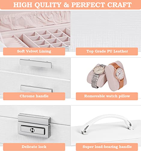 Large Jewelry Organizer Box with Lock and Mirror