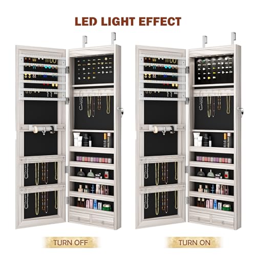 VIP Jewelry Armoire with Full-Length Mirror & LED