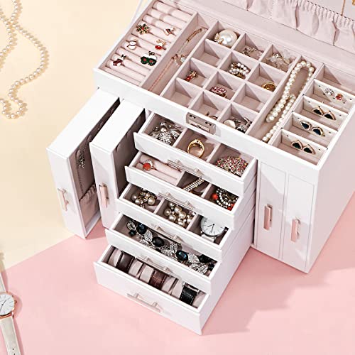 Large Jewelry Organizer Box with Lock and Mirror