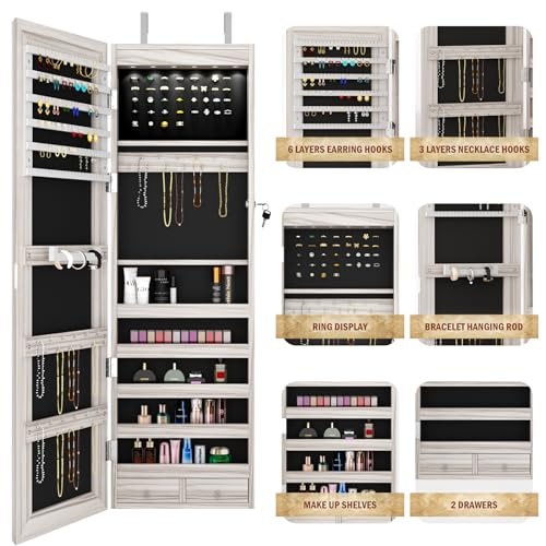 VIP Jewelry Armoire with Full-Length Mirror & LED