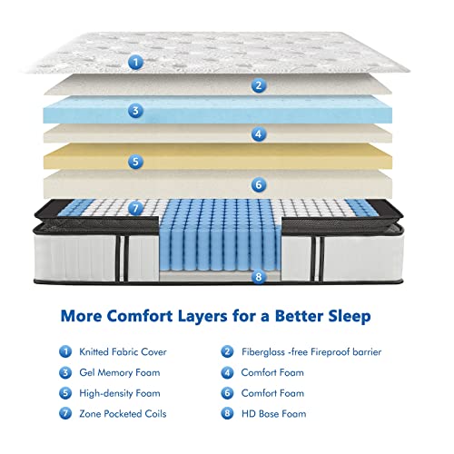 12" Queen Mattress with Cooling Gel Memory Foam