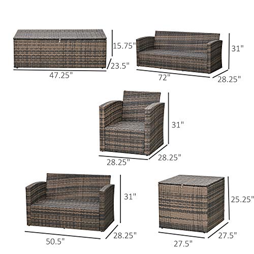 Outsunny 6-Piece VIP Patio Furniture Set, Rattan Wicker