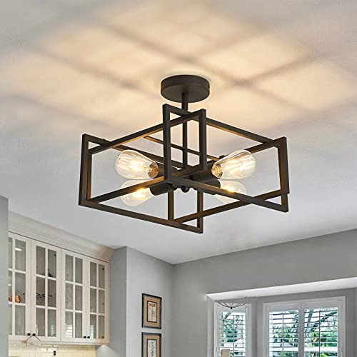 4-Light Industrial Flush Mount Ceiling Chandelier for VIP Shopping