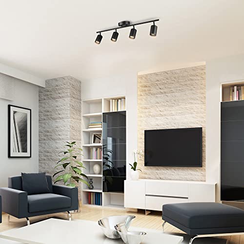 Vintage Matte Black 4-Light Track Lighting Fixture