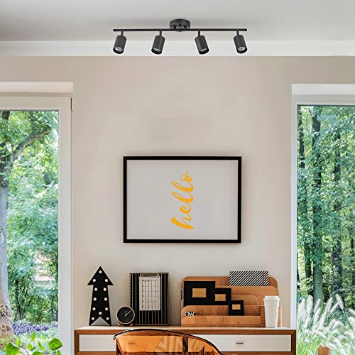 Vintage Matte Black 4-Light Track Lighting Fixture