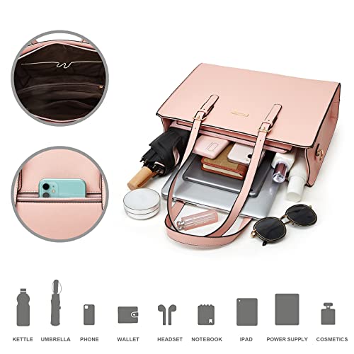 4-Piece Women's Synthetic Leather Handbag Set in Pink