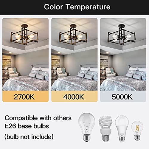 4-Light Industrial Flush Mount Ceiling Chandelier for VIP Shopping