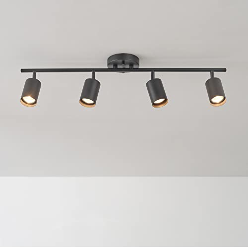 Vintage Matte Black 4-Light Track Lighting Fixture