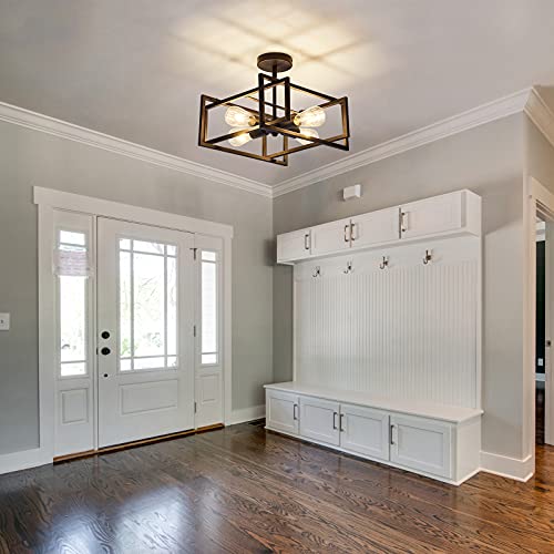 4-Light Industrial Flush Mount Ceiling Chandelier for VIP Shopping