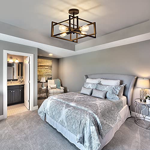 4-Light Industrial Flush Mount Ceiling Chandelier for VIP Shopping