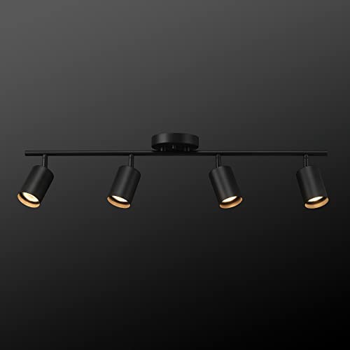 Vintage Matte Black 4-Light Track Lighting Fixture