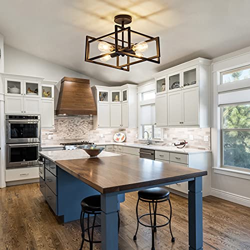 4-Light Industrial Flush Mount Ceiling Chandelier for VIP Shopping