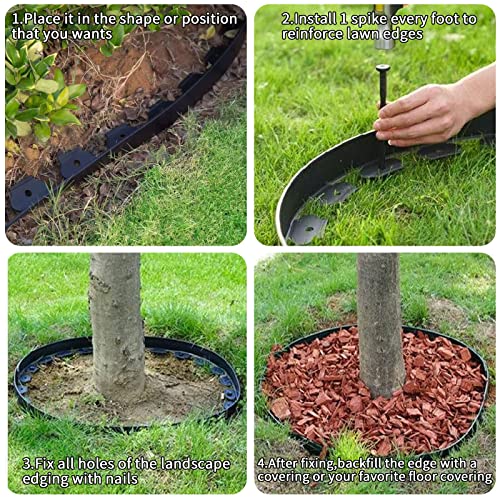 Lawn Edging Kit with 30 Spikes, Flexible Border