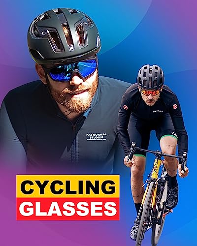 Perkanion Polarized Cycling Sports Sunglasses for Men UV Protection