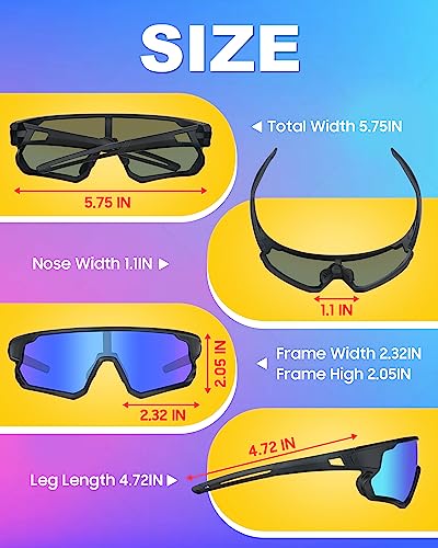 Perkanion Polarized Cycling Sports Sunglasses for Men UV Protection