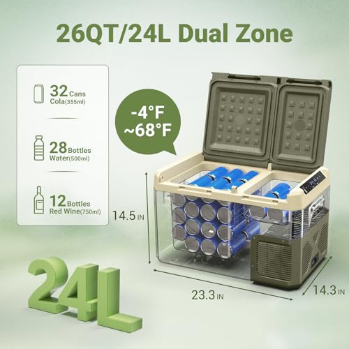 Portable Dual Zone Car Refrigerator w/ Smartphone Control