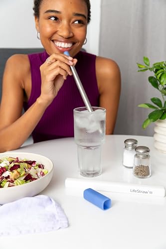 LifeStraw Sip Stainless Steel Water Filter Straw, Carry Case