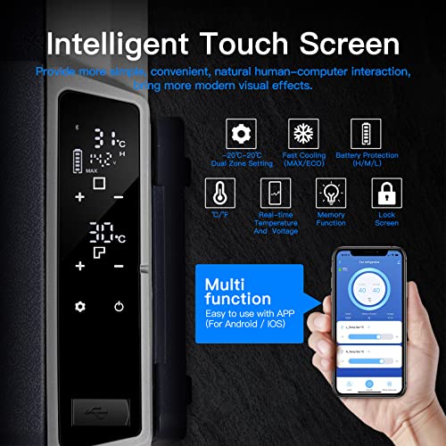 Portable Dual Zone Car Fridge Freezer with APP Control