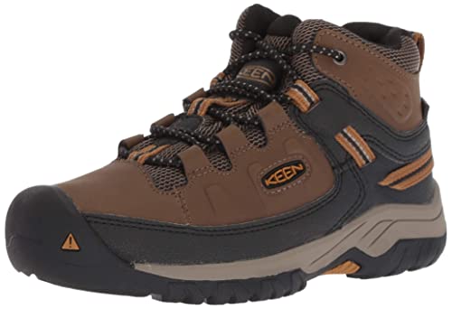Keen Kids' Targhee Mid Waterproof Boot, Dark Earth/Golden Brown