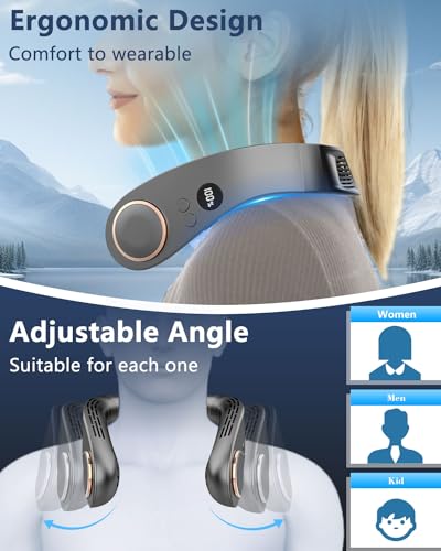 Portable Bladeless Neck Fan with Rechargeable Battery