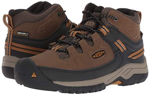 Keen Kids' Targhee Mid Waterproof Boot, Dark Earth/Golden Brown