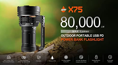 ACEBEAM X75 XHP70 LED Rechargeable Flashlight - 80000 Lm