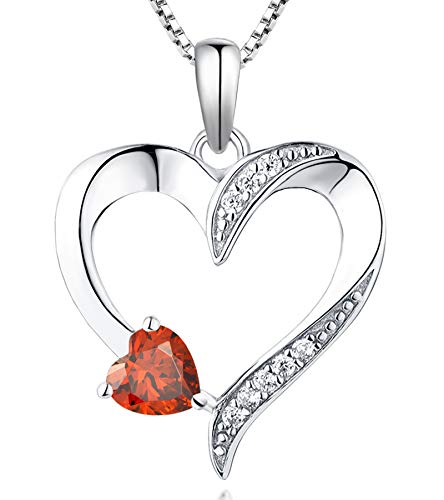 VIP Women's Garnet Heart Necklace in Sterling Silver
