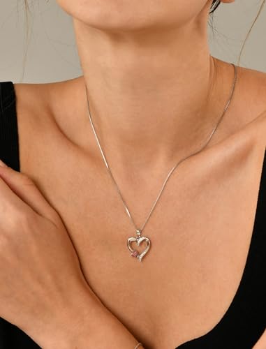 VIP Women's Garnet Heart Necklace in Sterling Silver