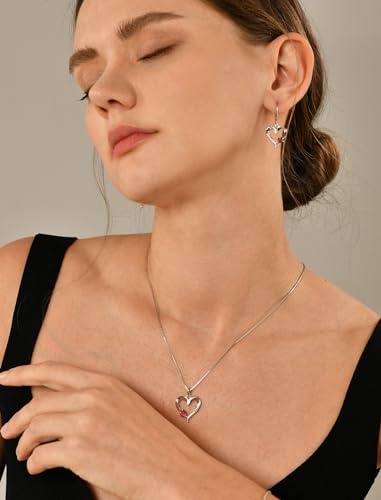 VIP Women's Garnet Heart Necklace in Sterling Silver
