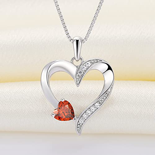 VIP Women's Garnet Heart Necklace in Sterling Silver