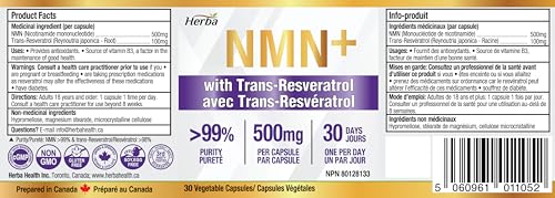 Herba NMN & Resveratrol Supplement - 500mg Capsules
