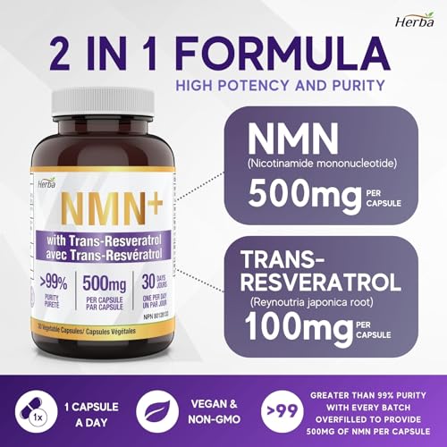 Herba NMN & Resveratrol Supplement - 500mg Capsules