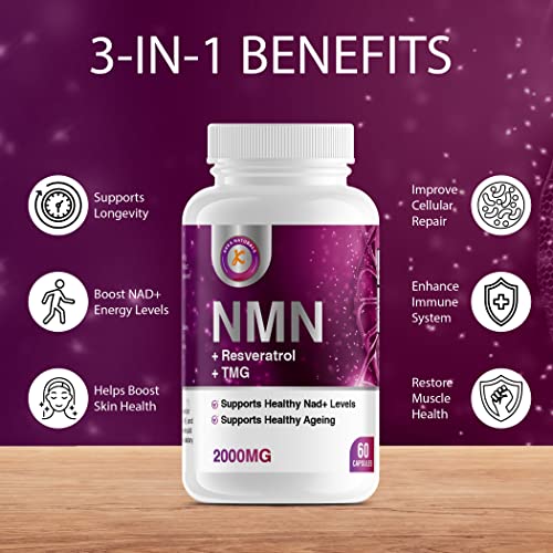 Ultimate NMN + Trans-Resveratrol Formula | Boost NAD+ | 60 Capsules