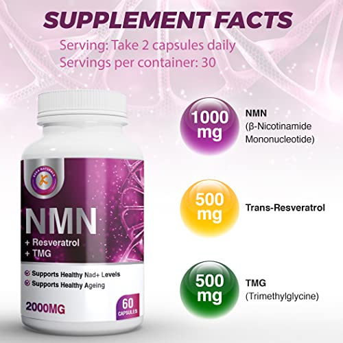Ultimate NMN + Trans-Resveratrol Formula | Boost NAD+ | 60 Capsules