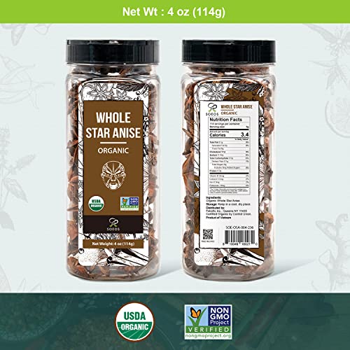 USDA Organic Chinese Star Anise Seeds, Non-GMO (4oz)