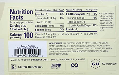 24-Count Vanilla Bean GU ENERGY Original Sports Nutrition Gel